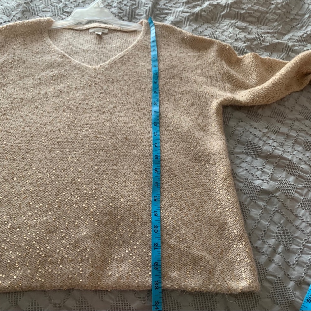 Garnet Hill Cream Sweater- with sequins-worn once- size Medium